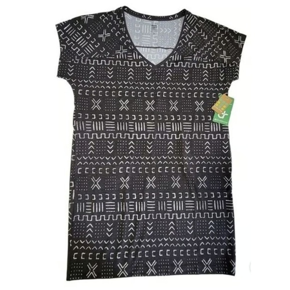 Title Nine NWT Sz S Hiolani T-Shirt Dress Mudcloth‎ Print Stretch Comfort Active